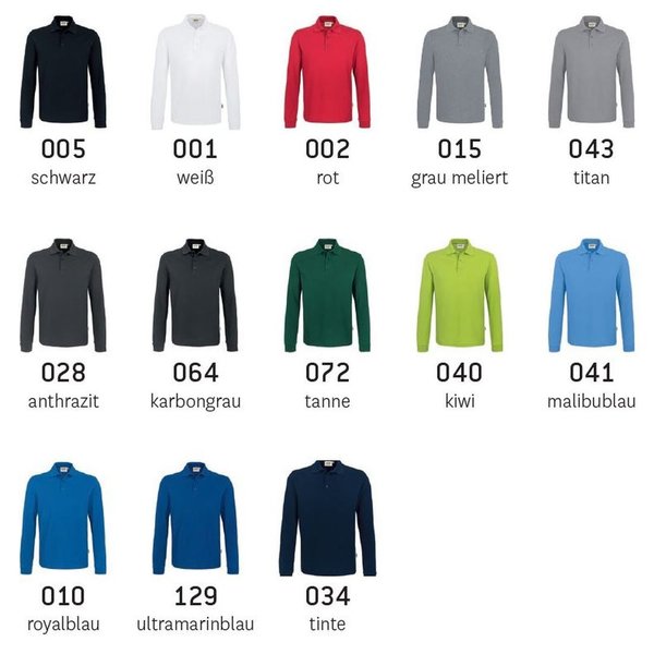 HAKRO Herren Longsleeve-Poloshirt Mikralinar® 0815, XS-6XL, div. Farben