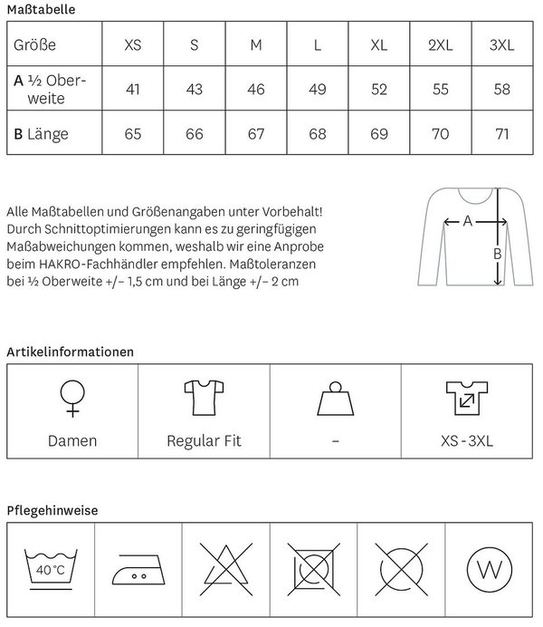 HAKRO Damen V-Pullover Premium-Cotton 0133, XS-3XL, div. Farben
